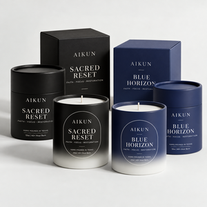 Vela Aromática Aikun en Frasco de Cerámica Negro Mate de 12 Onzas, Hecha a Mano, con una Vela Única y Duración de Más de 60 Horas para Relajación - Product Image 2