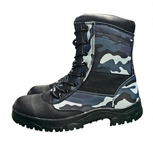 Bottes en cuir PU camouflage bleu jungle DF24 0624, imperméables, pour toutes les saisons, chaussures tactiques pour hommes, personnalisables. - Product Image 1