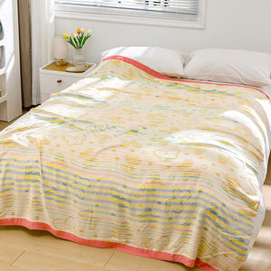 Couverture en bambou à motifs floraux à bords larges, ultra-douce et respectueuse de la peau pour enfants et adultes, toutes saisons - Product Image 1