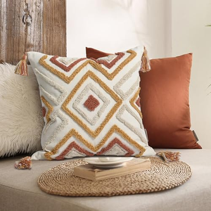 Housse de coussin décorative 45x45cm style bohème, brodée au point de croix, personnalisable - Product Image 4