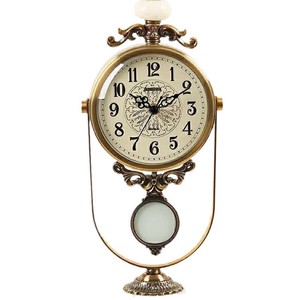 Retro Metal Table <b>Clock</b> With Marble Base Silent Non Ticking For Home Decor - Product Image 5