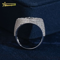 Bague pour homme en argent 925, style hip-hop de luxe, sertie de moissanite, motif religieux