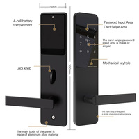 Serrure de porte d'hôtel en alliage d'aluminium économique, matériau solide, noir, serrure intelligente, application TTlock avec carte NFC, serrure de porte d'appartement