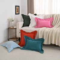 Housse de coussin de canapé en chenille lavable avec bord festonné, taie d'oreiller