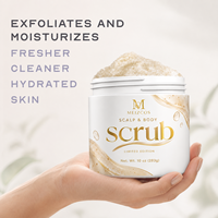 Scrub Gula Herbal Organik untuk Tubuh & Kulit Kepala, Pemutih, Pengelupas, Pencerah, Aroma Vanilla