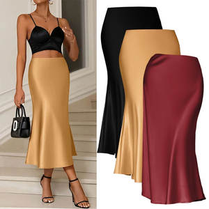 Váy liền thân mùa xuân hè thời trang màu trơn thanh lịch cao cấp chất liệu <span class=keywords><strong>satin</strong></span> dài ngang đùi kiểu dáng chữ A bán buôn - Product Image 1