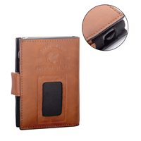 Dompet Kartu Kredit Anti RFID Berbahan Aluminium Alloy dengan Pola Embos Gaya Bisnis, Penutup Tombol, Tebal 9mm