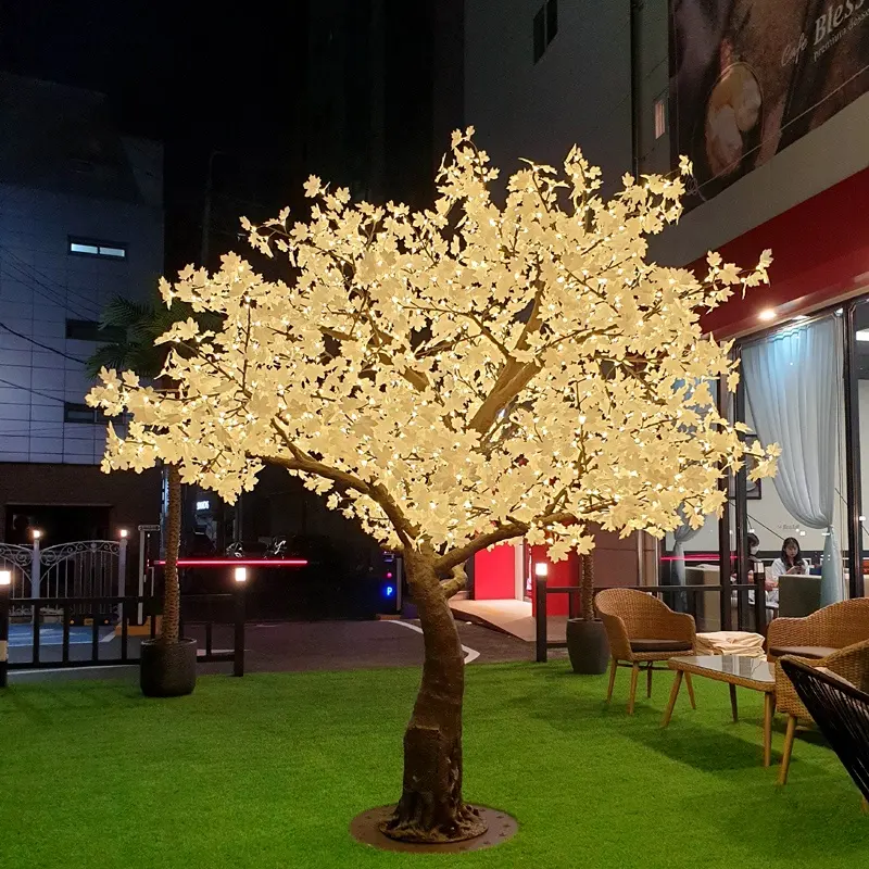 Fleur de cerisier artificielle avec led, ornement pour un éclairage d'extérieur pour les vacances, lumière blanche chaude de 3m, vente en gros, 2019