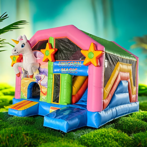 Château gonflable personnalisé en PVC sur le thème de la licorne avec toboggan, équipement de terrain de jeu intérieur - Product Image 6