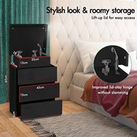 Vente en gros Table de chevet noire avec 3 tiroirs et 4 côtés Armoire de chevet à LED très brillante avec 16 couleurs Armoire latérale Table de chevet