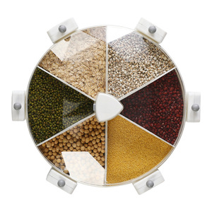 Neu Entworfener Wandmontierter Rotierender Unterteilter PC+ABS Reisbehälter Aufbewahrungsbox Feuchtigkeits- und Insektenschutz-Funktionen Weiß/Blau - Product Image 5