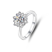 Fabricant de bijoux fins, bague de fiançailles et de mariage en moissanite pour femmes, 1 carat, plaqué rhodium, argent sterling 925