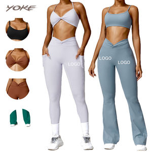 Giogo nuove donne alla moda Fitness Yoga indossare Leggings Flare reggiseno allenamento abbigliamento sportivo accartoccia testa Hip Lifting palestra set Fitness - Product Image 1