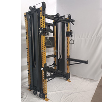 LongGlory plegable multifuncional 3D Smith Machine Cable Crossover Trainer plegable Power Rack para uso doméstico y gimnasio