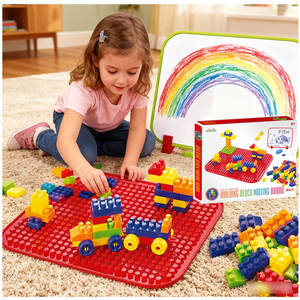 Jouets Montessori pour enfants 2 en 1, 28 pièces, briques 3D, tableau blanc effaçable à sec, tablettes d'écriture, blocs de construction, plaque de base - Product Image 5