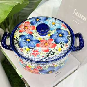 Mangkuk Sup Keramik Lukis Tangan Dengan Tutup Cocok Untuk Kumpul Keluarga, Hadiah, Pesta, Dll. Desain Ramah Lingkungan Kapasitas Besar - Product Image 6