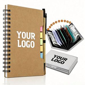 Wholesale Custom Logo <b>Small</b> Spiral Notebook with Pen Kraft Paper Cover Memo Sticky Notepad for Business Office Promo Gift - Product Image 1