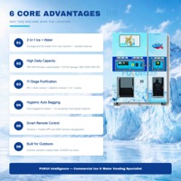 Distributeur automatique de glace et d'eau commerciale 180-450 kg/jour, machine à glaçons en cubes en libre-service, eau purifiée par osmose inverse 800 GPD, ensachage automatique
