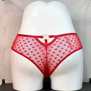 Cross Border Spot Women's Lace Embroidery Heart-Shaped Hollow <b>V</b>-Ring Buckle Underwear Bow Sexy Triangle Underwear Fun Underwear - Product Image 2