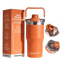Nouveau 2026 Gobelet isotherme en acier inoxydable 20oz avec bec verseur, ouverture pour boire directement, poignée et couvercle anti-poussière, couleur personnalisable