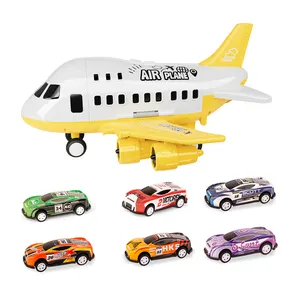 批发塑料卡通储物新款飞机玩具模型带6辆赛车