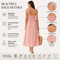 Robe longue plissée en mousseline 100 % coton pour femme, coupe empire décontractée, bretelles spaghetti, ajustée, anti-plis, respirante, idéale pour l'été