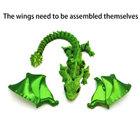 Dragon volant à grandes cornes imprimé en 3D, modèle d'animal créatif portable, ornement et cadeau pour les amoureux des animaux et les activités collectives
