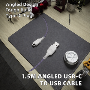 Câble d'alimentation et de synchronisation de données USB 2.0 mâle Type-C en cuivre pur tressé en nylon pour ordinateur, longueur 1,5 m/1,8 m - Product Image 2