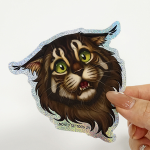 Pegatinas de PVC de Alta Calidad, Impresión Personalizada, Duraderas, con Diseño de Animales Lindos para Niños, Adhesivos para Laptop, Resistentes al Agua, con Puntos Brillantes, Holográficas, Troqueladas - Product Image 2