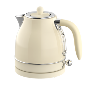 Off White Retro Electric <b>Kettle</b> 1.2L Stainless Steel Hot Water Boiler with Transparent Water Level LED Light and Cord Storage - Product Image 2