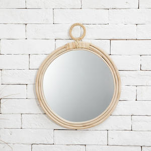 Miroir mural décoratif en rotin et en jonc de mer tissé à la main, style Art déco, décoration <span class=keywords><strong>murale</strong></span> pour la maison, le salon, l'entrée - Product Image 4