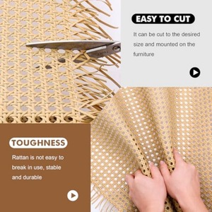 Feuille de rotin en polyéthylène PE de couleur naturelle, tapis flexible en rouleau, matière première pour meubles en osier, résistant aux intempéries - Product Image 3