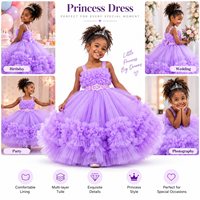 Robe de princesse tutu pour petites filles, rose et violette, robe de bal pour enfants, robe de soirée formelle en tulle à volants pour anniversaire, vente en gros