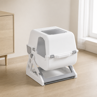 Bac à litière intelligent entièrement fermé pour chat, grande toilette automatique à capot avec tamisage, bac à litière auto-nettoyant manuel pour animaux de compagnie avec tiroir