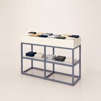 Table de présentation de vêtements à 2 niveaux, cadre gris, comptoir blanc, vitrine pour vêtements