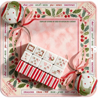 Ensemble de Mahjong de Noël en acrylique rose, 160 tuiles, jeu de Mahjong sur le thème des fêtes, cadeau