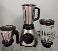 CALINFOR NOUVEAU DESIGN Mixeur Électrique 3-en-1 Puissant 1,5L 1000W Broyeur de Table Mixeur Broyeur à Glace