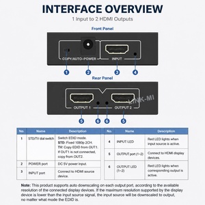 4K60Hz 1X2 <span class=keywords><strong>HDMI</strong></span> <span class=keywords><strong>Splitter</strong></span> 1 IN 2ออกเครื่องขยายเสียงกระจายกับ HDCP 2.3 HDR10 + CEC EDID SPDIF <span class=keywords><strong>Arc</strong></span> - Product Image 3