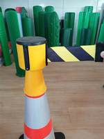 Bande de signalisation rétractable réfléchissante jaune-noire en PVC pour cône de signalisation, longueurs 2,3m/5m, pour poteau d'isolation