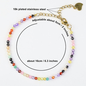 Nouveau bracelet en pierres fines facettées de 3 mm, bracelet en perles de cristal minuscules avec des pierres taillées en acier inoxydable, bijoux pour femmes - Product Image 2