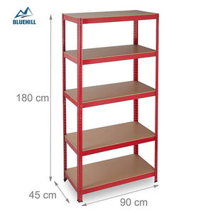 Zwarte hoek 5-laags garage stelling, zwaar belastbaar, boutloos, gegalvaniseerd metaal, stalen schappen voor garage - Product Image 5