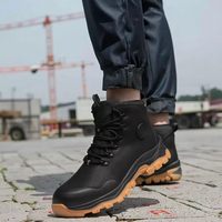Sepatu Keselamatan Kerja Standar EU dengan Pelindung Baja, Sol Karet Dua Warna, untuk Konstruksi, Pabrik, Gudang, dan Pekerjaan Industri