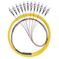 Kabel Patch Serat Optik St Lc Sc Fc Kabel Ftth Apc Upc 1M 1.5M Fibra Optikal 12 Core Pigtail