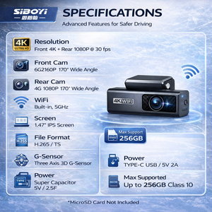 Mini <span class=keywords><strong>cam</strong></span>éra embarquée 4K double objectif avec WiFi 5G, contrôle par application, super condensateur, surveillance de stationnement 24h/24, enregistreur vidéo de voiture DVR, vision nocturne - Product Image 5