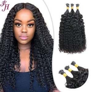 FH Wholesale Human Hair Curly <b>Micro</b> Links I Tip Hair Virgin Raw Burmese Kinky Curly I Tip Hair <b>Extension</b> - Product Image 1
