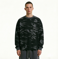 AMCLEVER Nouveau T-shirt Homme à Manches Longues Col Rond Coupe Ample en Polyester/Coton Anti-boulochage, Texture Gaufrée et Imprimé Camouflage de Haute Qualité