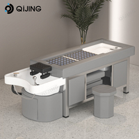 Lavage Salon de coiffure shampooing lit de massage Spa tête thérapie moxibustion lit avec pédicure shampooing Table électrique