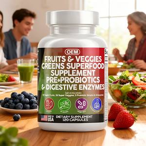 Cápsulas de Superalimentos, Frutas y Verduras con Probióticos, Enzimas Digestivas y Prebióticos, Cápsula Probiótica <span class=keywords><strong>Natural</strong></span>, Suplemento Todo en Uno - Product Image 2