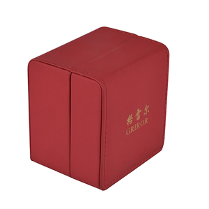 Boîtes à montres en papier doux au toucher couleur bordeaux avec poche en velours blanc, emballage cadeau tendance pour montres - Product Image 2
