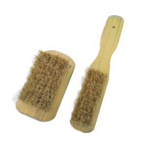 Cepillo para zapatos de pelo de cerdo con mango de madera, mango largo, 2 piezas, cerdas suaves para limpiar zapatos y ropa - Product Image 5